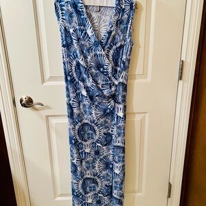 Blue Floral Sleeveless Dress